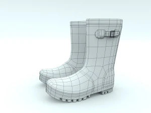 yellow wellies with buckles 3D Model