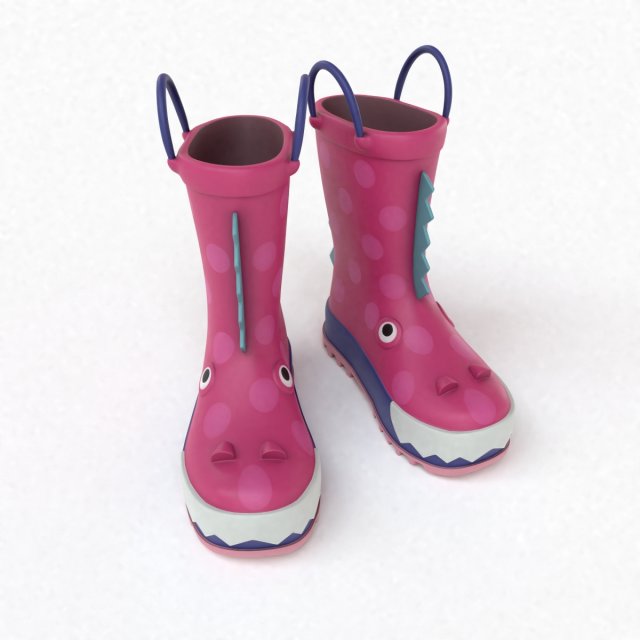 kids wellies with dragon texture Modelo 3D .c4d .max .obj .3ds .fbx .stl .blend 