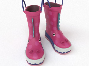 kids wellies with dragon texture 3D Модель