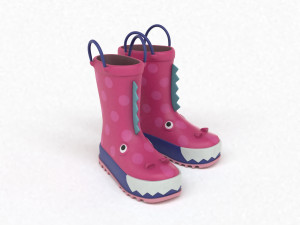 kids wellies with dragon texture Modelo 3D