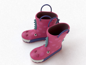 kids wellies with dragon texture Modelo 3D