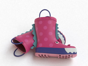 kids wellies with dragon texture Modelo 3D