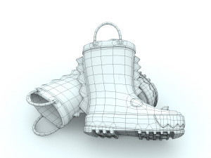 kids wellies with dragon texture Modelo 3D