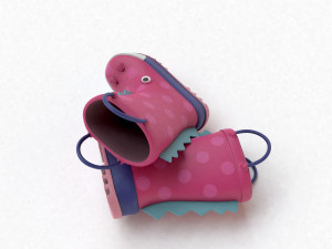 kids wellies with dragon texture Modelo 3D