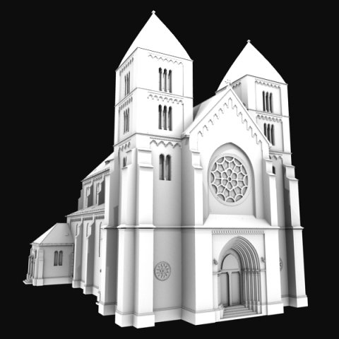 neoromanesque church 3D Model .c4d .max .obj .3ds .fbx .stl .blend 