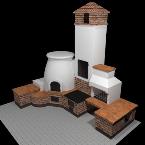 outdoor oven complex 3D Model .c4d .max .obj .3ds .fbx .stl .blend 