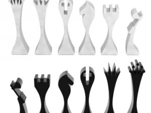 Columbiaans aluminium schaakspel 3D Model