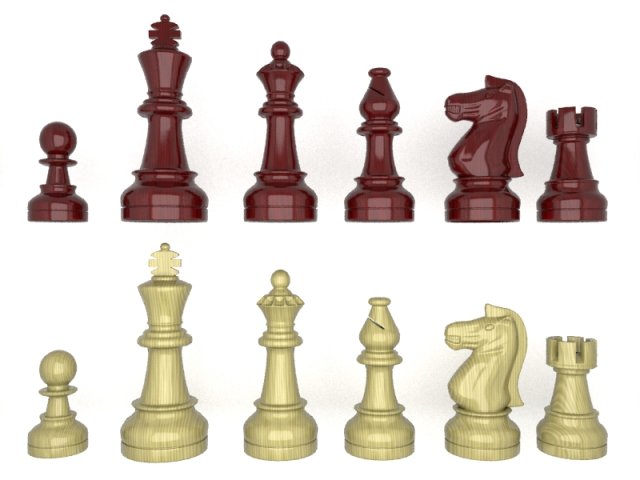 staunton chess set 3D Модель .c4d .max .obj .3ds .fbx .stl .blend 