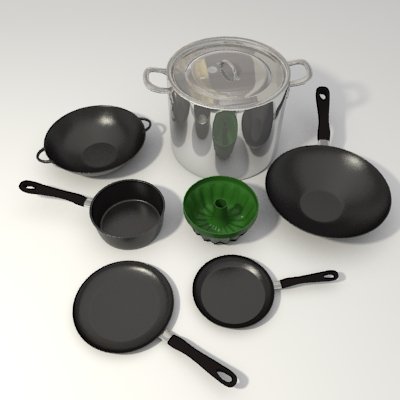 pots and pans set Model 3D .c4d .max .obj .3ds .fbx .stl .blend 