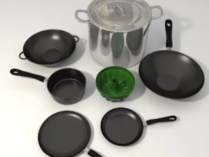 set di pentole e padelle Modello 3D