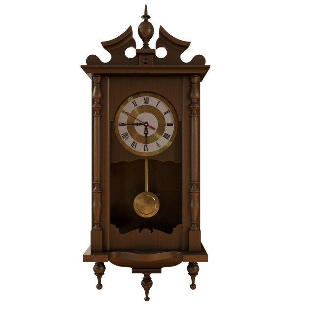wooden wallclock Model 3D .c4d .max .obj .3ds .fbx .stl .blend 