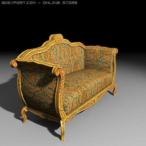 retro sofa 3D Model .c4d .max .obj .3ds .fbx .stl .blend 