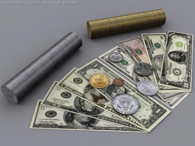 united states money 3D Model .c4d .max .obj .3ds .fbx .stl .blend 