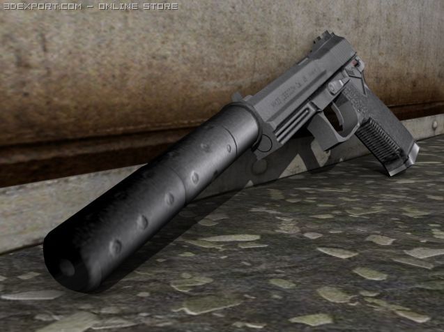 heckler  koch mk23 silencer 3D-Modell .c4d .max .obj .3ds .fbx .stl .blend 