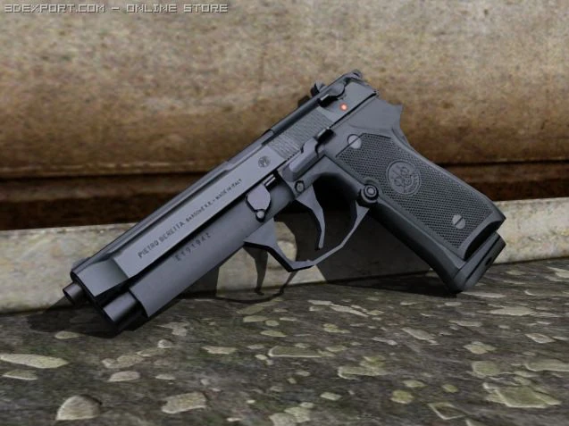 beretta 92 3D Model .c4d .max .obj .3ds .fbx .stl .blend 