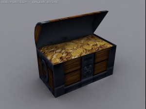 gold coins treasure chest 3D Model