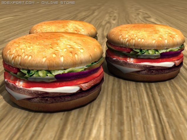 burger Model 3D .c4d .max .obj .3ds .fbx .stl .blend 