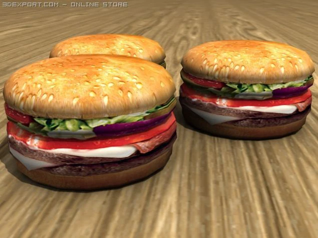 burger 3D Model .c4d .max .obj .3ds .fbx .stl .blend 
