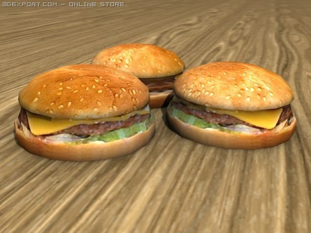 cheese burger 3D Model .c4d .max .obj .3ds .fbx .stl .blend 