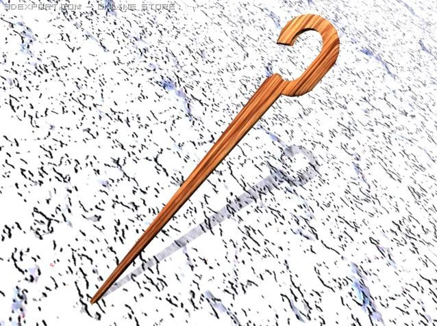 wooden staff 3D Model .c4d .max .obj .3ds .fbx .stl .blend 