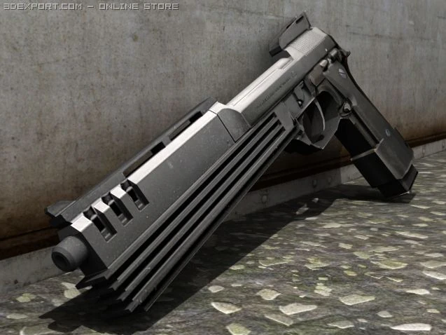 beretta auto 9 3D Model .c4d .max .obj .3ds .fbx .stl .blend