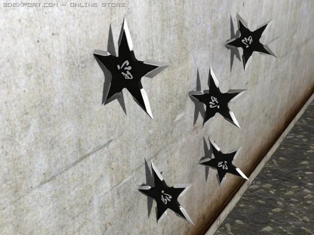 F&uuml;nf-Punkte-Ninja-Stern 3D Modell .c4d .max .obj .3ds .fbx .stl .blend 