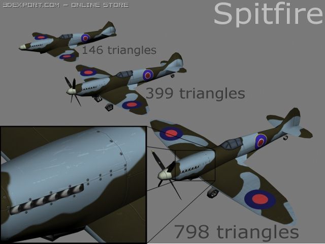 spitfire Model 3D .c4d .max .obj .3ds .fbx .stl .blend