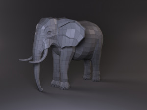 low poly base elephant model Modèle 3D