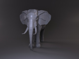 low poly base elephant model Modèle 3D