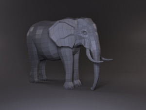 low poly base elephant model Modèle 3D