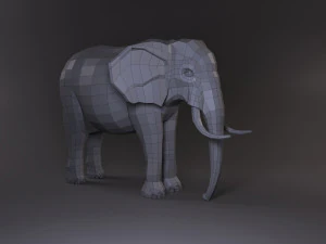 low poly base elephant model 3D Model