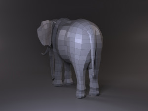low poly base elephant model Modèle 3D
