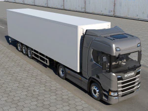 truck r 500 with trailer 3D Model