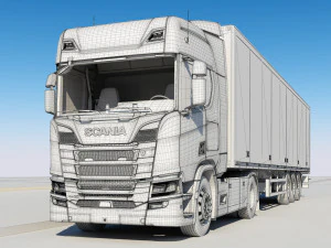 truck r 500 with trailer 3D Model