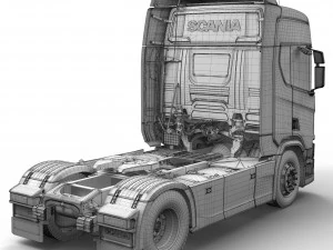 truck r 500 with trailer 3D Model