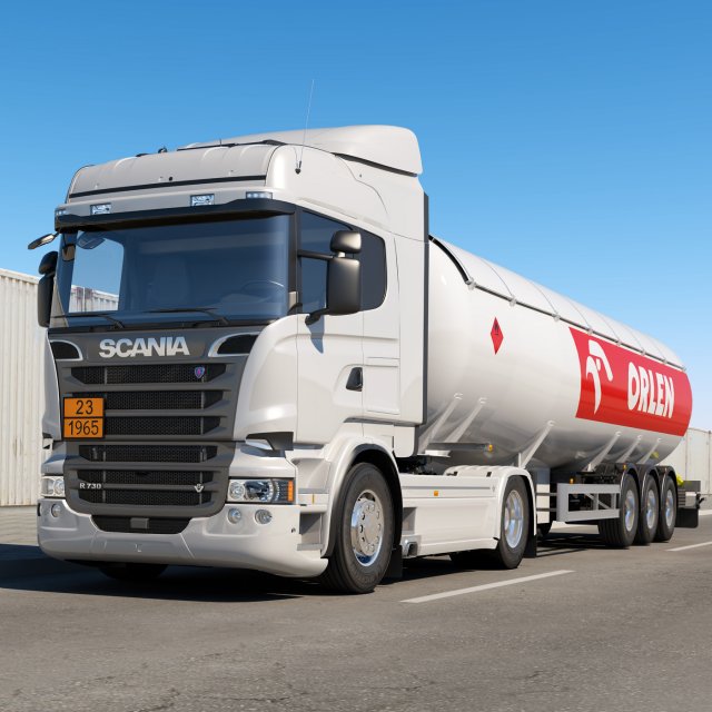 truck r 730 lng tanker 3D Model .c4d .max .obj .3ds .fbx .stl .blend 