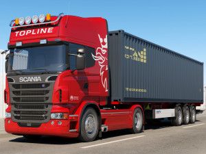 truck with container trailer 3D-Modell