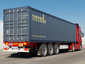 truck with container trailer 3D मॉडल