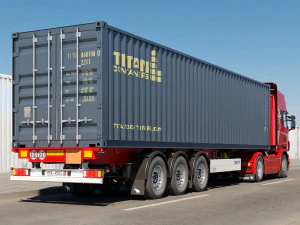 truck with container trailer 3D Model