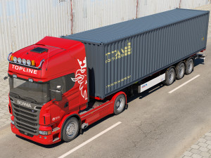 truck with container trailer 3D मॉडल