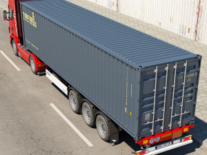 truck with container trailer 3D मॉडल