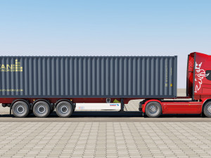 truck with container trailer 3D मॉडल