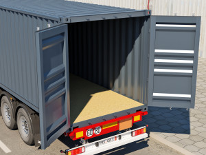 truck with container trailer 3D मॉडल