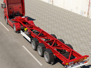 truck with container trailer 3D मॉडल