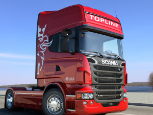 truck with container trailer 3D मॉडल