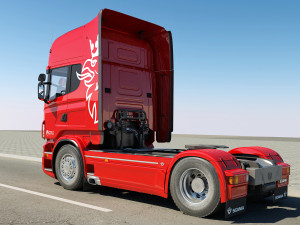 truck with container trailer 3D मॉडल