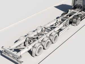 truck with container trailer 3D मॉडल