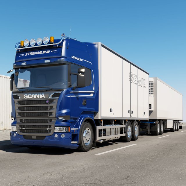 truck streamline road train 3D Model .c4d .max .obj .3ds .fbx .stl .blend 