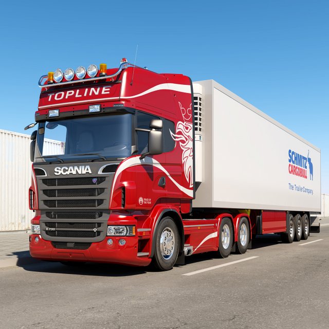 truck r 6x4 with trailer Modelo 3D .c4d .max .obj .3ds .fbx .stl .blend 
