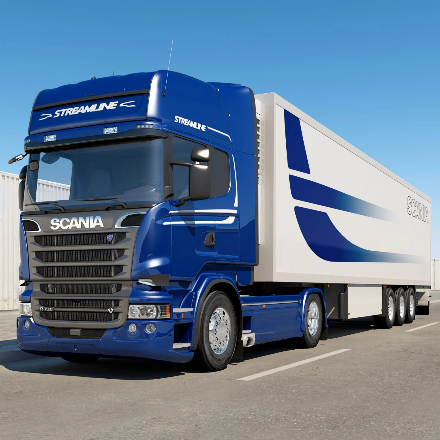 streamline truck with trailer 3D Model .c4d .max .obj .3ds .fbx .stl .blend 